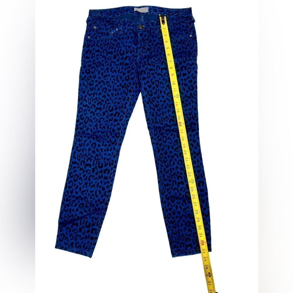 Free People Blue and Black Velvet Animal Print Slim Fit Pants Women’s Size 27 - Picture 6 of 9
